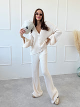 KRÉMOVÉ ÚPLETOVÉ NOHAVICE LAMELIA