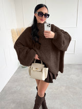 ČOKOLÁDOVÝ OVERSIZE SVETER MERRY