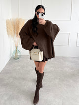 ČOKOLÁDOVÝ OVERSIZE SVETER MERRY