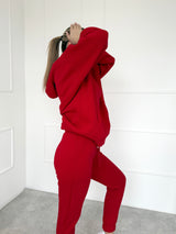 ČERVENÉ PREDĹŽENÁ MIKINA DOREN