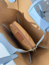 MODRÁ KOŽENÁ KABELKA SALVA 2v1