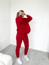 ČERVENÉ TEPLÁKOVÉ NOHAVICE DOREN