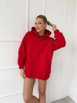 ČERVENÉ PREDĹŽENÁ MIKINA DOREN