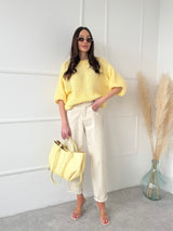 ŽLTÝ SVETER ISABELLA SO SKRÁTENÝM RUKÁVOM