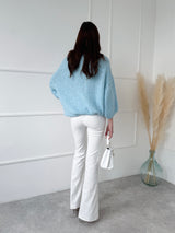 MODRÝ SVETER ISABELLA SO SKRÁTENÝM RUKÁVOM