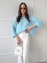 MODRÝ SVETER ISABELLA SO SKRÁTENÝM RUKÁVOM