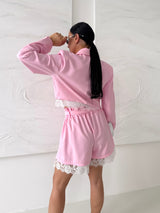 RUŽOVÉ ŠORTKY AMARY S ČIPKOU