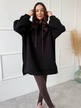 ČIERNA PREDĹŽENÁ MIKINA SUZANNE