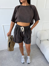 TMAVOHNEDÉ TEPLÁKOVÉ ŠORTKY MARETTA