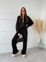 ČIERNE TEPLÁKOVÉ NOHAVICE AMINA