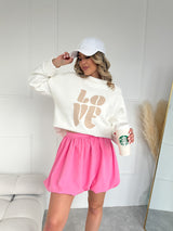 KRÉMOVÁ PREDĹŽENÁ MIKINA LOVE