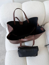 HNEDÁ KOŽENÁ KABELKA SALVA 2v1