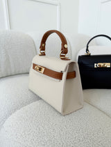 KRÉMOVO-HNEDÁ KOŽENÁ KABELKA BELLE