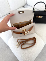 KRÉMOVO-HNEDÁ KOŽENÁ KABELKA BELLE