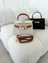 KRÉMOVO-HNEDÁ KOŽENÁ KABELKA BELLE