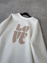 KRÉMOVÁ PREDĹŽENÁ MIKINA LOVE