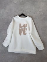 KRÉMOVÁ PREDĹŽENÁ MIKINA LOVE