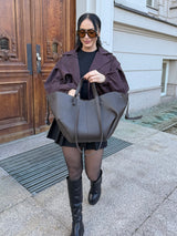 TMAVOHNEDÁ KOŽENÁ KABELKA SALVA 2v1