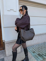 TMAVOHNEDÁ KOŽENÁ KABELKA SALVA 2v1