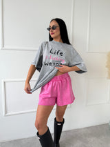 RUŽOVÉ ŠORTKY MEGARA S WASHED EFEKTOM