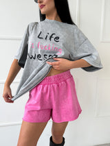 RUŽOVÉ ŠORTKY MEGARA S WASHED EFEKTOM