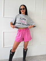 RUŽOVÉ ŠORTKY MEGARA S WASHED EFEKTOM