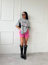 RUŽOVÉ ŠORTKY MEGARA S WASHED EFEKTOM