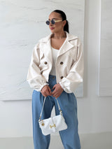 BIELA KOŽENKOVÁ BUNDA NIAS