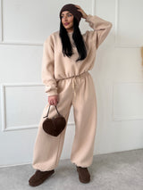 BÉŽOVÉ TEPLÁKOVÉ NOHAVICE FELISS