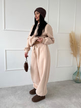 BÉŽOVÉ TEPLÁKOVÉ NOHAVICE FELISS