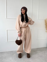 BÉŽOVÉ TEPLÁKOVÉ NOHAVICE FELISS