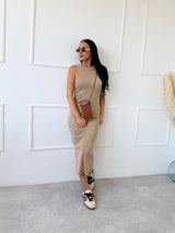 BÉŽOVÉ VRÚBKOVANÉ ŠATY ESTER