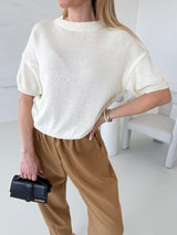 KRÉMOVÝ PLETENÝ TOP DONATELA