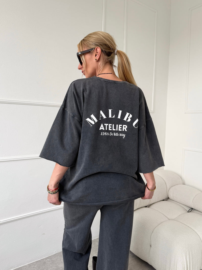 TMAVOSIVÉ OVERSIZE TRIČKO MALIBU