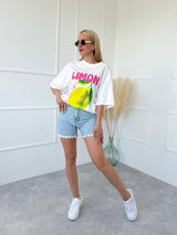 BIELE OVERSIZE TRIČKO LIMON