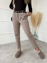 BÉŽOVÉ NOHAVICOVÉ KALIOPKY MIREIA S OPASKOM