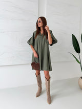 KHAKI OVERSIZE BAVLNENÉ ŠATY LILITH
