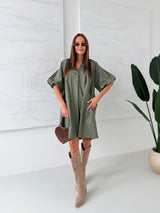 KHAKI OVERSIZE BAVLNENÉ ŠATY LILITH