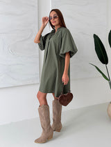KHAKI OVERSIZE BAVLNENÉ ŠATY LILITH