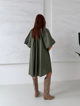 KHAKI OVERSIZE BAVLNENÉ ŠATY LILITH