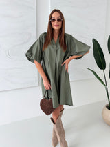 KHAKI OVERSIZE BAVLNENÉ ŠATY LILITH