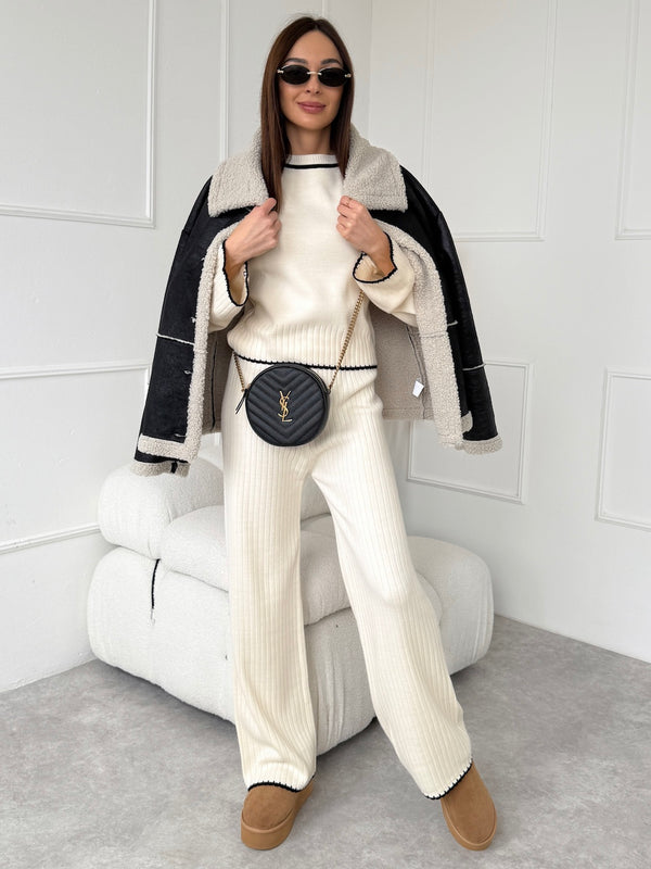 KRÉMOVÉ ÚPLETOVÉ NOHAVICE BIANCA