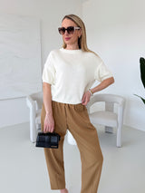 KRÉMOVÝ PLETENÝ TOP DONATELA