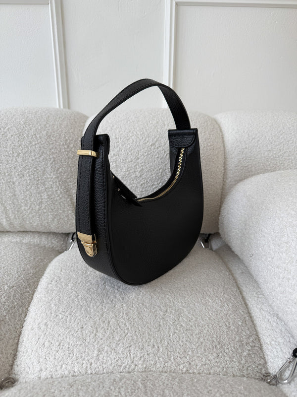 ČIERNA KOŽENÁ KABELKA LAVENI