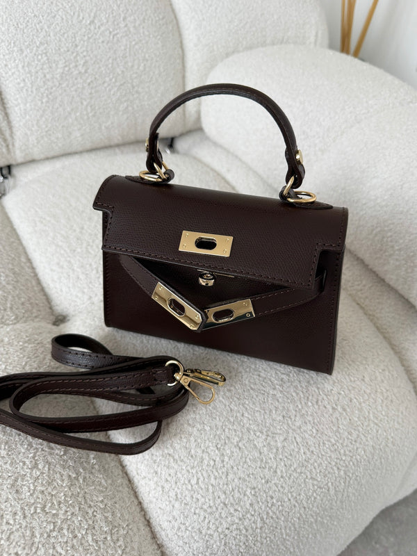 TMAVOHNEDÁ KOŽENÁ KABELKA BELLE