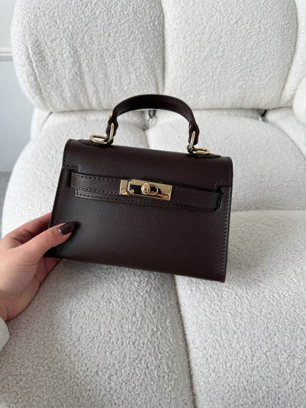 TMAVOHNEDÁ KOŽENÁ KABELKA BELLE