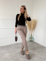 BÉŽOVÉ NOHAVICOVÉ KALIOPKY MIREIA S OPASKOM