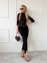 ČIERNE NOHAVICOVÉ KALIOPKY MIREIA S OPASKOM