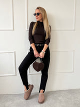 ČIERNE NOHAVICOVÉ KALIOPKY MIREIA S OPASKOM