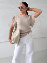 BÉŽOVÝ PLETENÝ TOP MAURICE